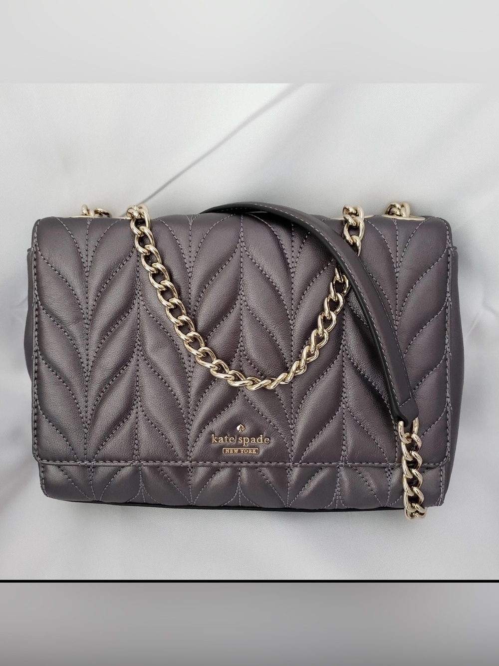 Kate Spade Briar Lane Quilted Emelyn Chain Bag Metallic Oak Leather
